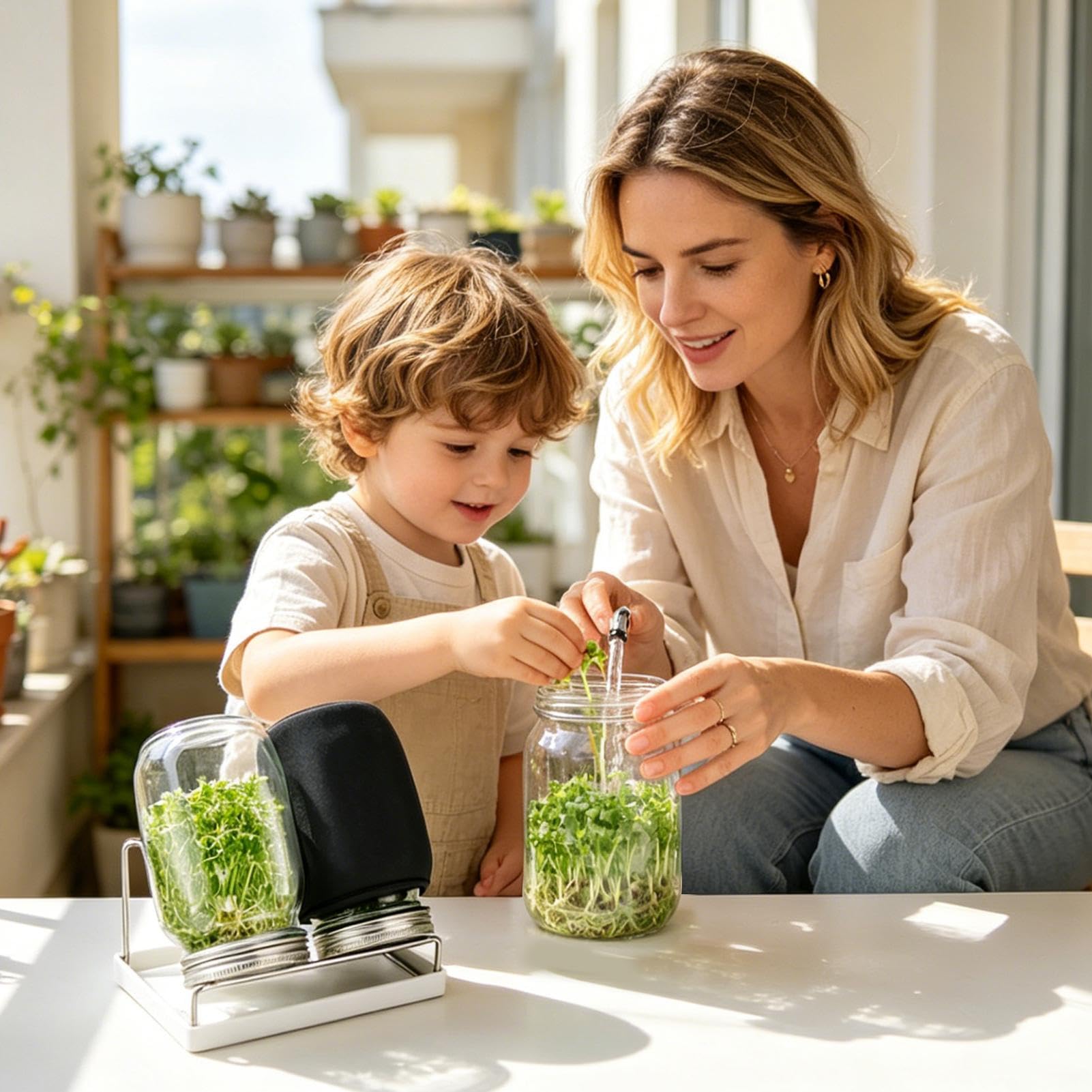 Frasco Germinador Con Ancha con Rejilla de Acero Inoxidable con Opaca y | Kit Germinador de Brotes Para Hogar Cocina Sala De Estar Balcón Legumbres Frutos Secos Granos Brócoli