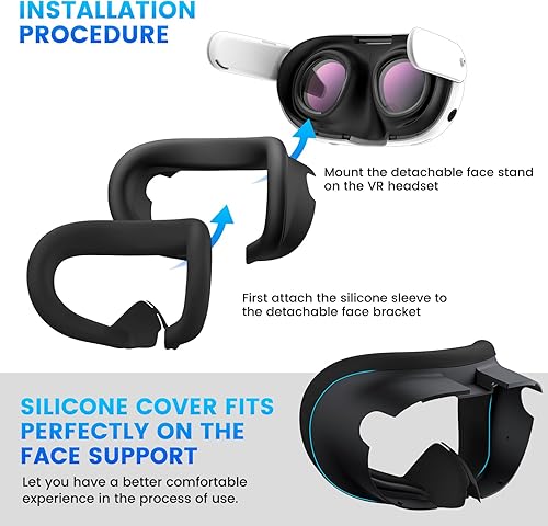 Miniatura 3 de VR Face Cover for Quest 3 Headset, Silicone Face Pad Face Cushion Compatible with Quest 3 Face Cover Skin Accessories (Black)