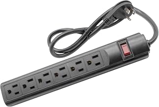STEREN 6-Outlet Power Strip with 3ft Cord, Right Angle, 90 Degree, Black