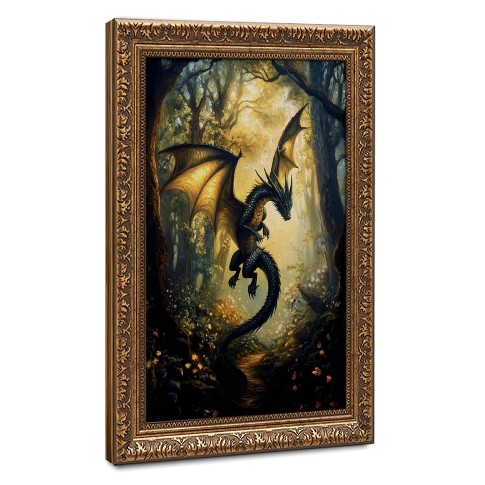 Bareronor Forest Dragon Poster Canvas Poster Bedroom Decor Landscape Office Room Decor Gift 20" L X 30" W