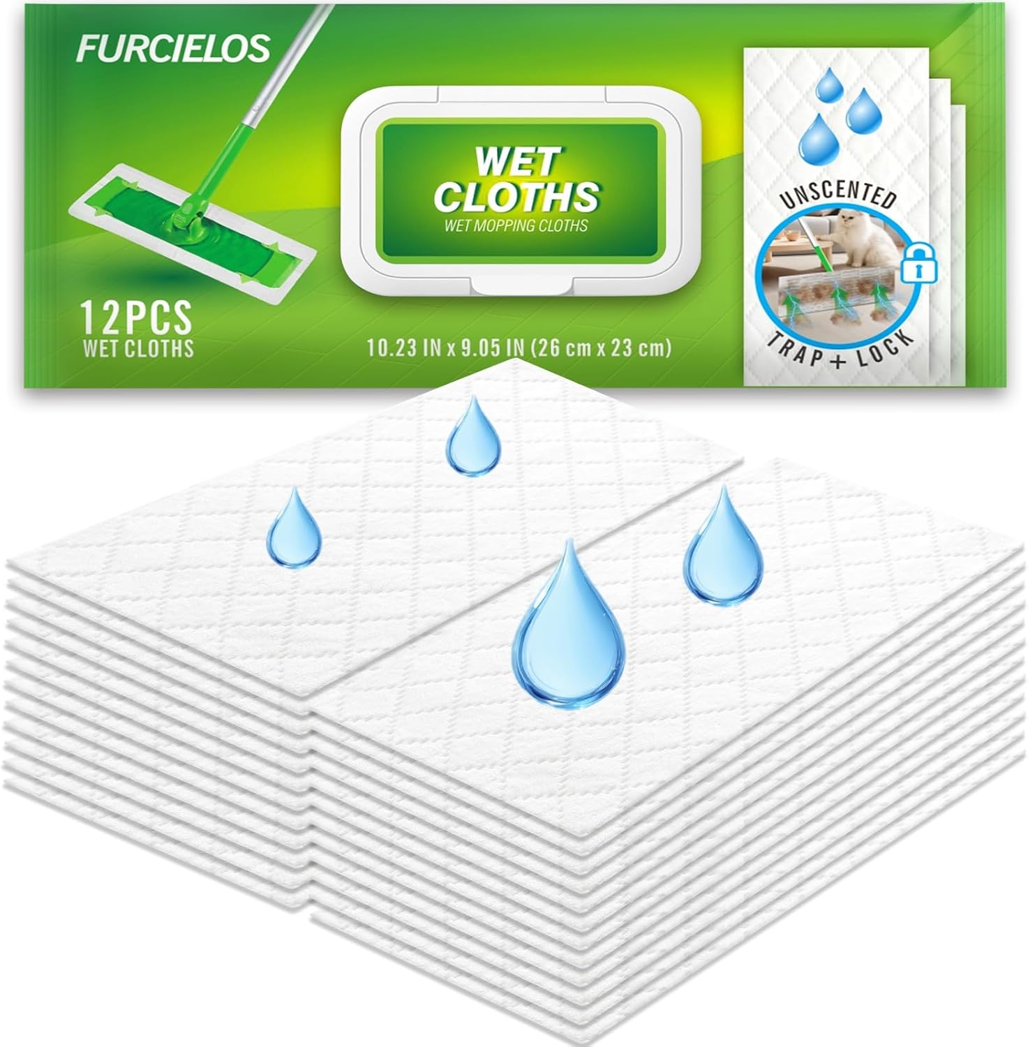 36 Count Heavy Duty Wet Pad Refills, Compatible with Swiffer Sweeper Mop & Clorox Mop, Disposable Unscented Wet Mopping Cloths for Multi-Surface Floor Cleaning
