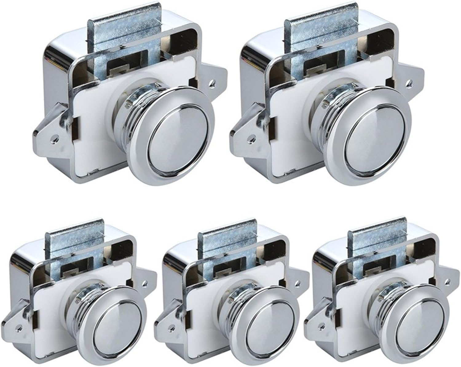 Camper Car Push Lock RV Caravan Boat Motor Home Cabinet Drawer Latch Button Locks 5Pcs(Small White)