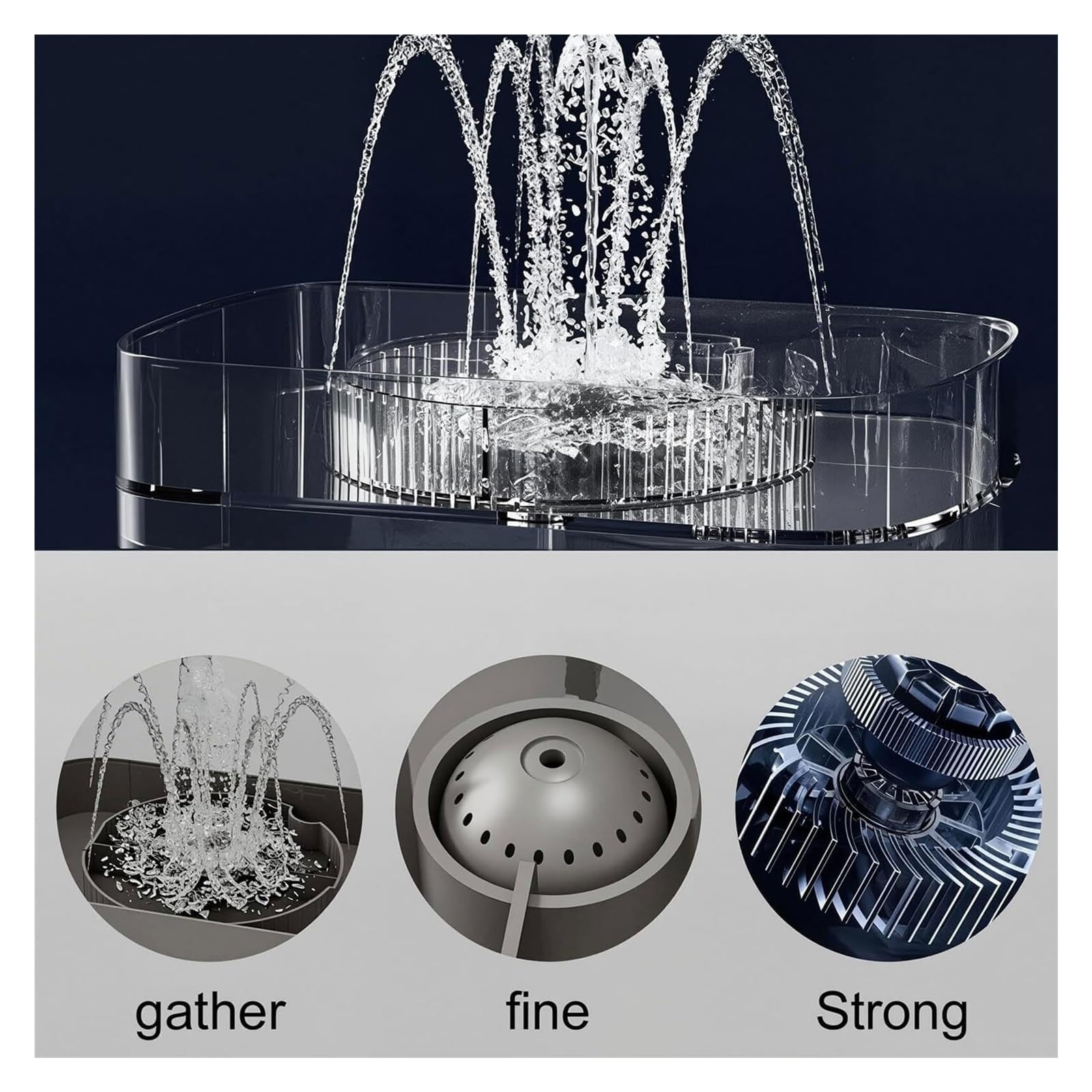 Lavabicchieri da tè da tavolo silenzioso con scarico a fontana | Grande serbatoio dell'acqua da 1,8 litri, scarico per fontana ad alta pressione, arresto automatico one-touch(Black)