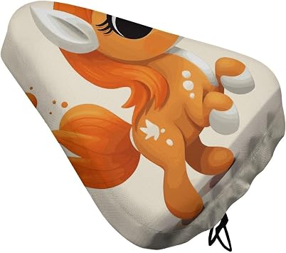 Cute Orange Pony Bike Seat Cover Waterproof Bicycle Cushion Protector Dustproof Bicycles Saddle Covers with Drawstring Fits Most Bikes Resistant Rain Dust Cover