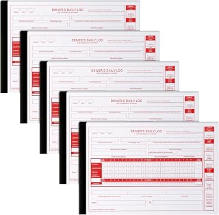 5 Pack Driver Daily Log Book 8.5" x 5.5" Log Book with Detailed Driver Vehicle Inspection Report Simplified Recap for Truck, 2-Ply Carbonless (Typical)