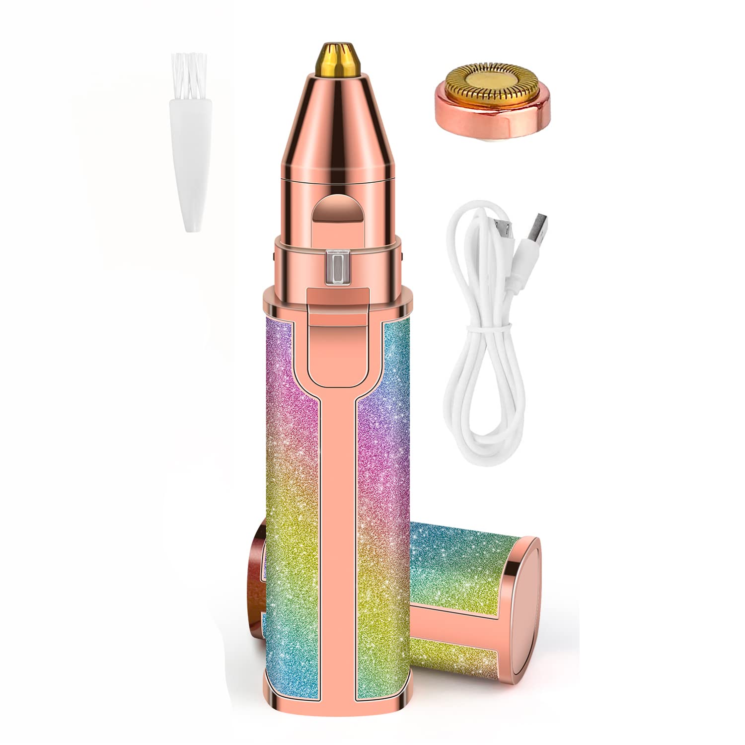 Depiladora Facial Mujer 2 en 1, Depiladora Facial Mujer Electrica, Eléctrica Depiladora Cejas, Recortador de Cejas Recargable con luz LED para Cejas, Pelo de Nariz, Labios : Amazon.es: Belleza