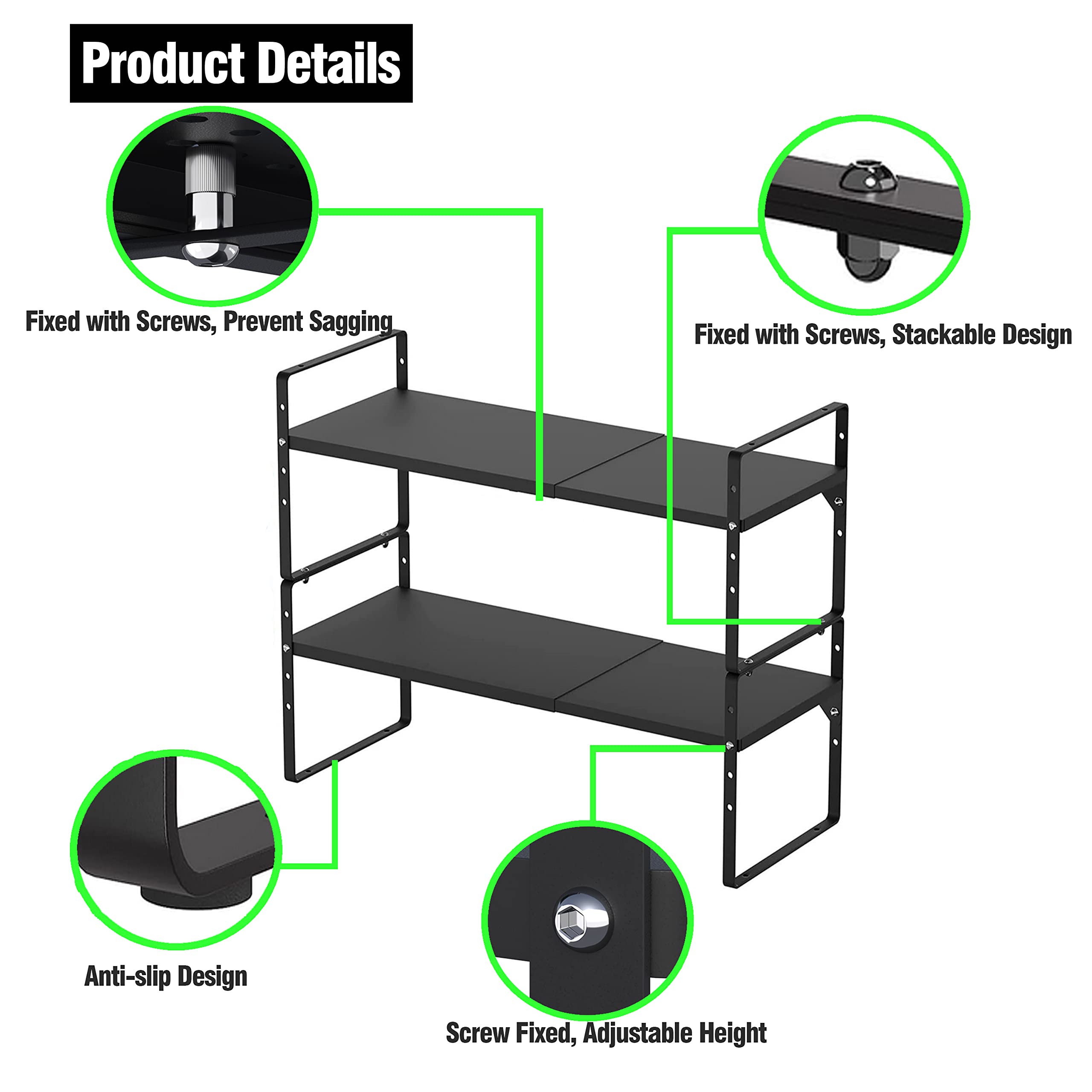 Kitchen Adjustable Stackable Racks Snapklik.com : Expandable Kitchen Cabinet Storage Shelf, Stackable ...