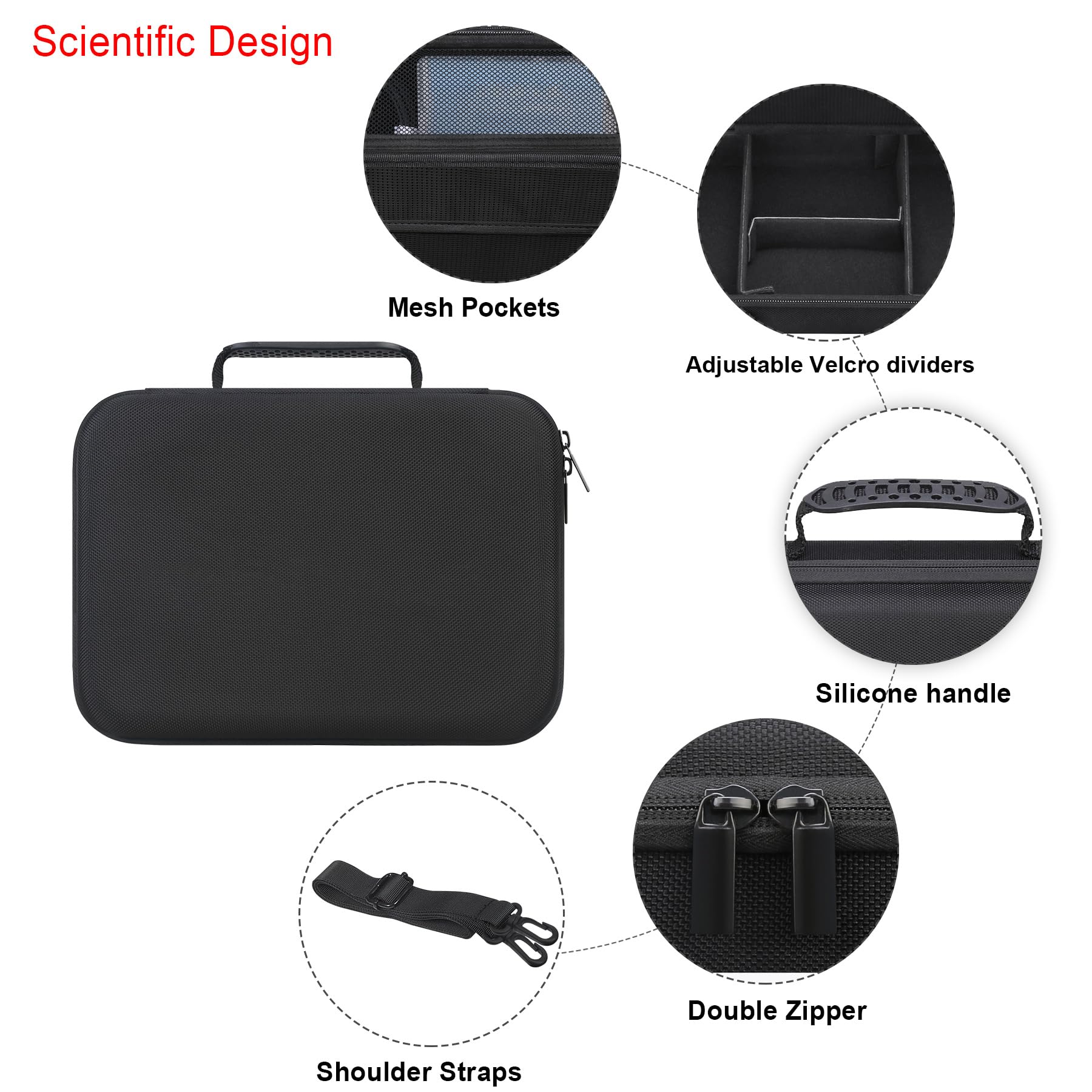 Elonbo Carrying Case for Canon SELPHY CP1500 Compact Photo Printer, Portable Bluetooth Instant Print Camera Storage Holder Bag, Negro+Interior Negro