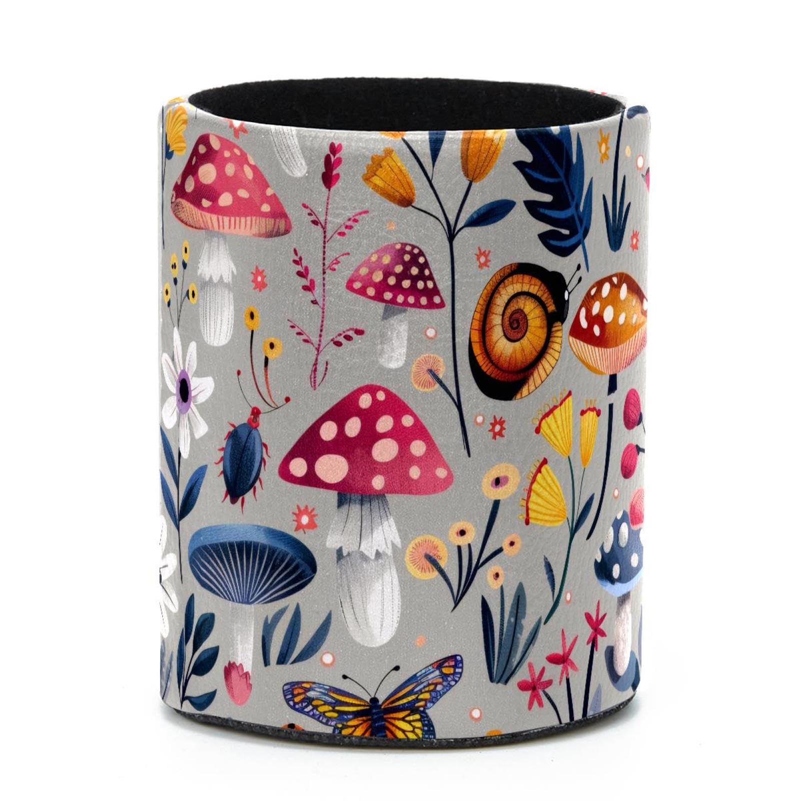 VAPOKF Round Pencil Holders for Desk, Butterflies Mushroom Pen Holders Pen Pot Makeup Brushes Storage Desktop Stationery Supplies Organiser for Home Office