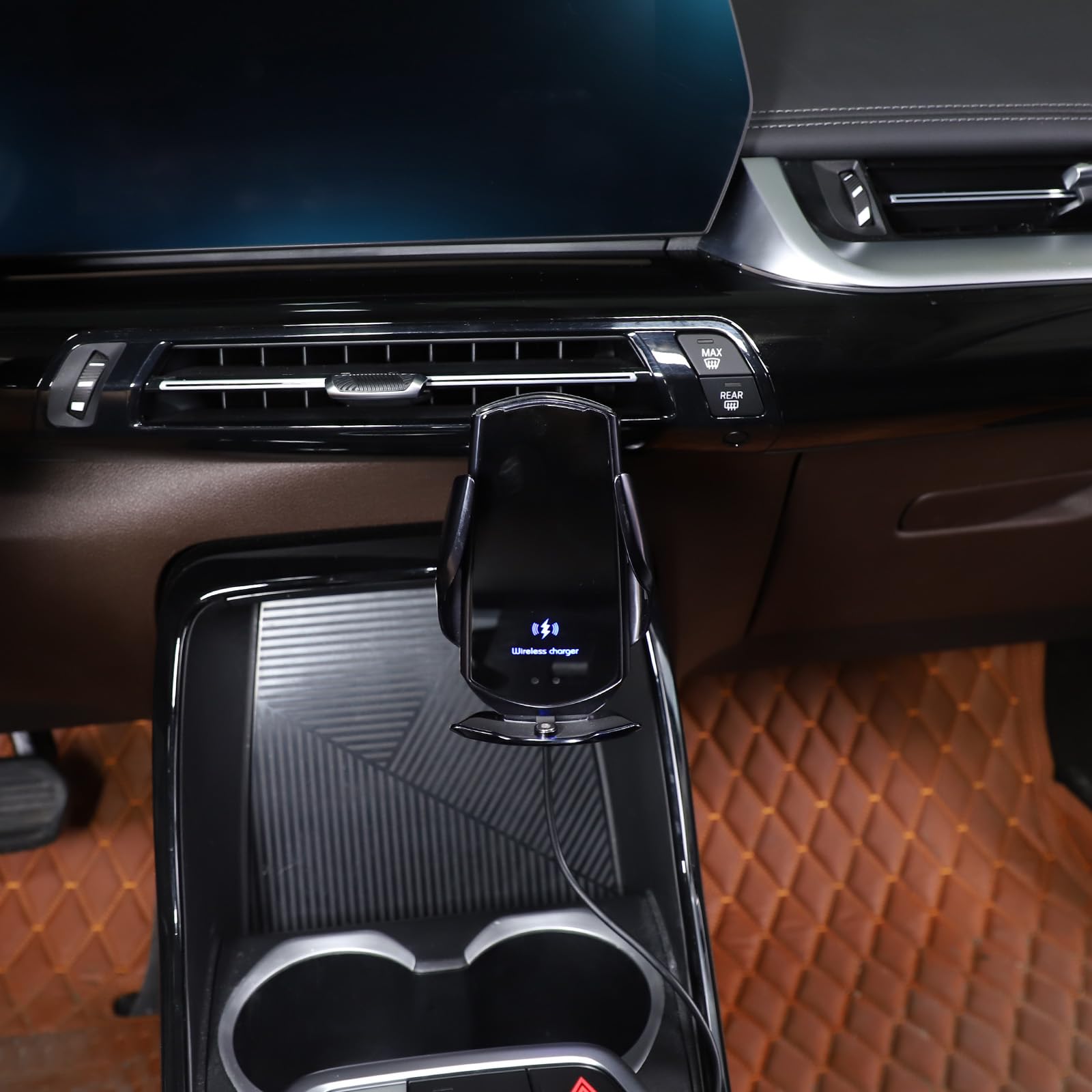 Soporte de teléfono para coche, soporte de teléfono móvil para rejilla de ventilación de coche para B-M-W X1 U11 2023-2024 (estilo D, cargador inalámbrico)