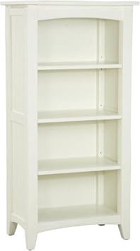 Shaker Cottage Bookcase with Four Adjustable Shelves, 100 lbs Capacity, Hardwood, Ivory Finish, 24 in. W x 14 in. D x 48 in. H