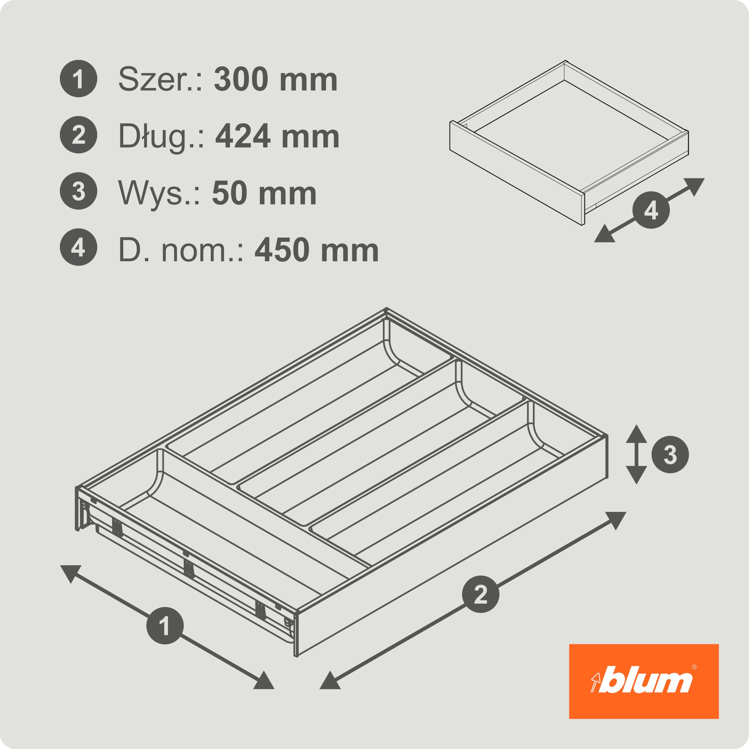 blum AMBIA-LINE wkład na sztućce Soft-Touch | premium organizer szuflady do nowoczesnych szuflad i szafek kuchennych | chroni, sortuje i porządkuje sztućce | 42×30×5 cm | Czarny karbon