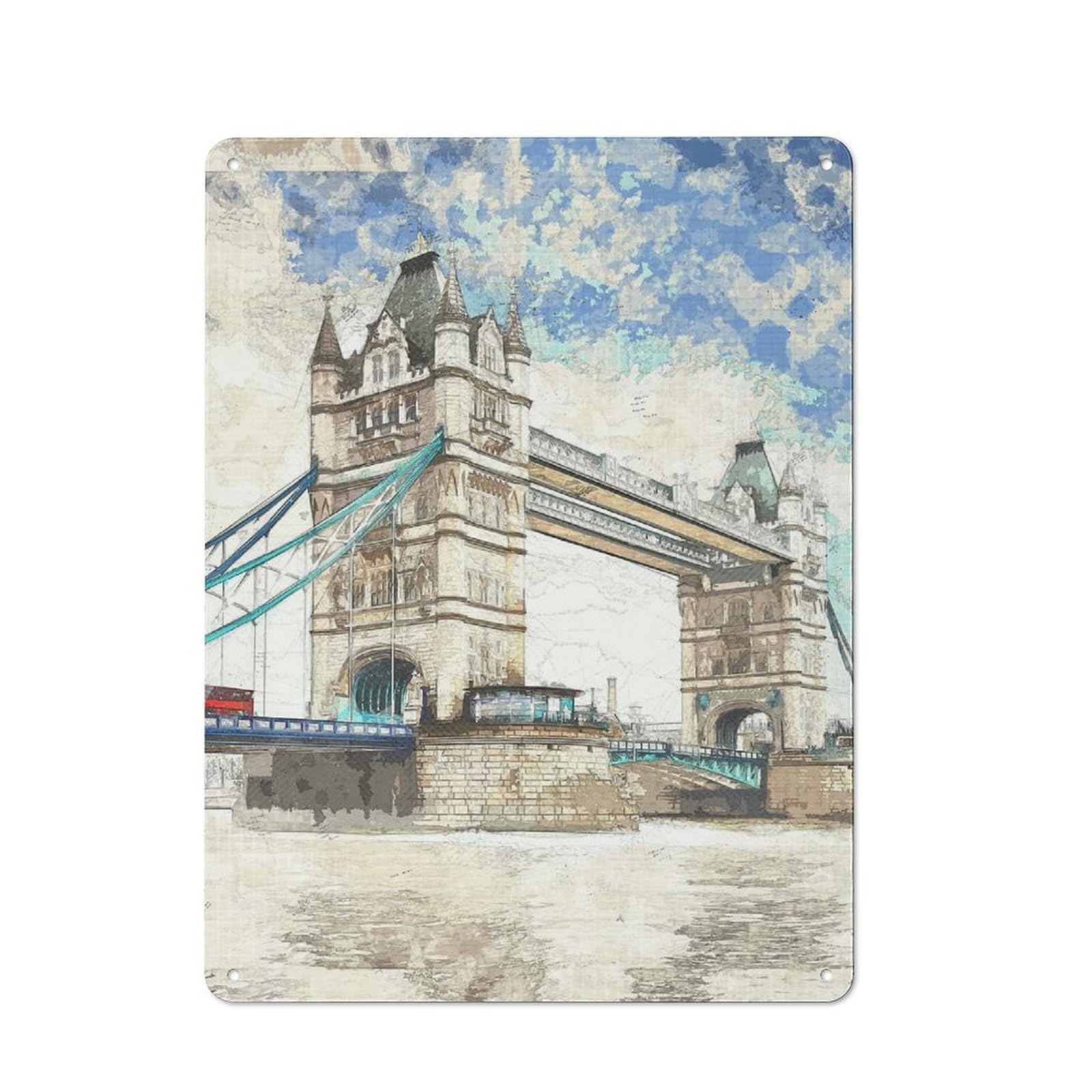 Junmoney London Tower Bridge Vintage Tin Sign 40X30cm With For Man Cave Or Games Room, For Games Room Collectors