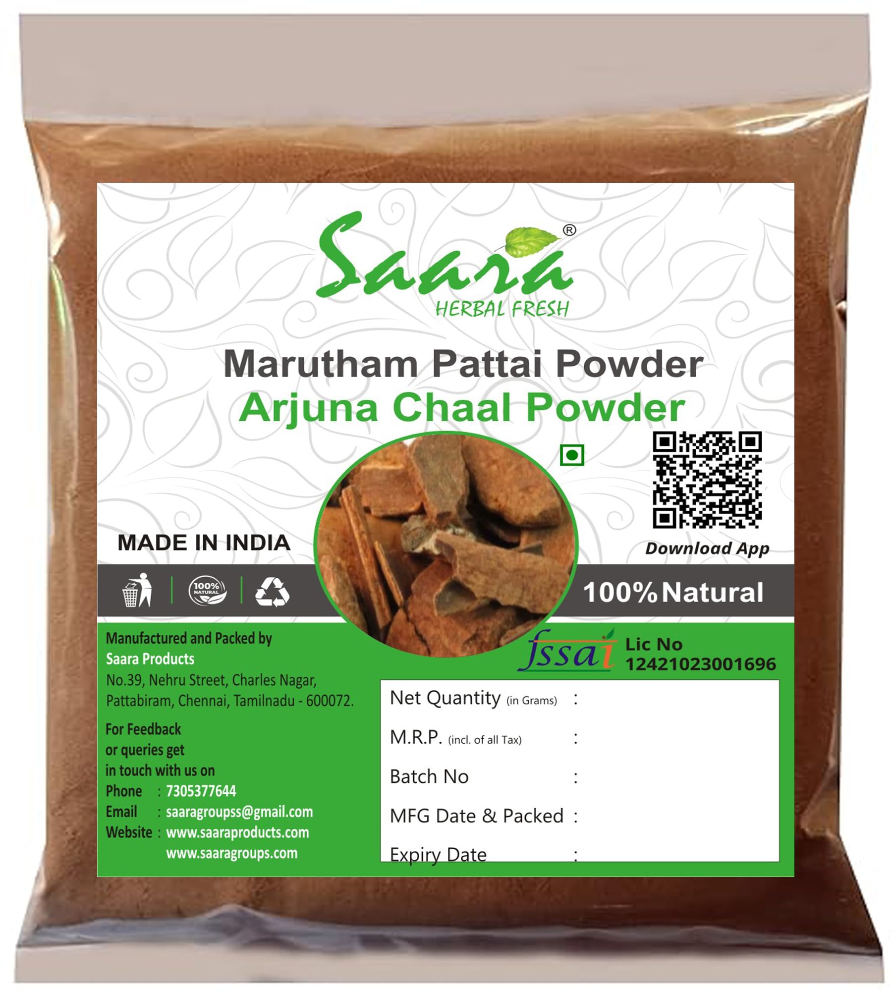 See full amazon price history chart for Saara HERBAL FRESH Marutham Pattai Powder, 100g, Terminalia Arjuna Bark, Arjuna Chaal, Arjun Bark Powder for blood clotting, heart palpitations, insomnia, To Manage Diabetes, 100g (Pack of 1 X 100g) Saara HERBAL FRESH Marutham Pattai Powder, 100g, Terminalia Arjuna Bark, Arjuna Chaal, Arjun Bark Powder for blood clotting, heart palpitations, insomnia, To Manage Diabetes, 100g (Pack of 1 X 100g) (B07VCF9MHT) Amazon Price History, Amazon Price Tracker