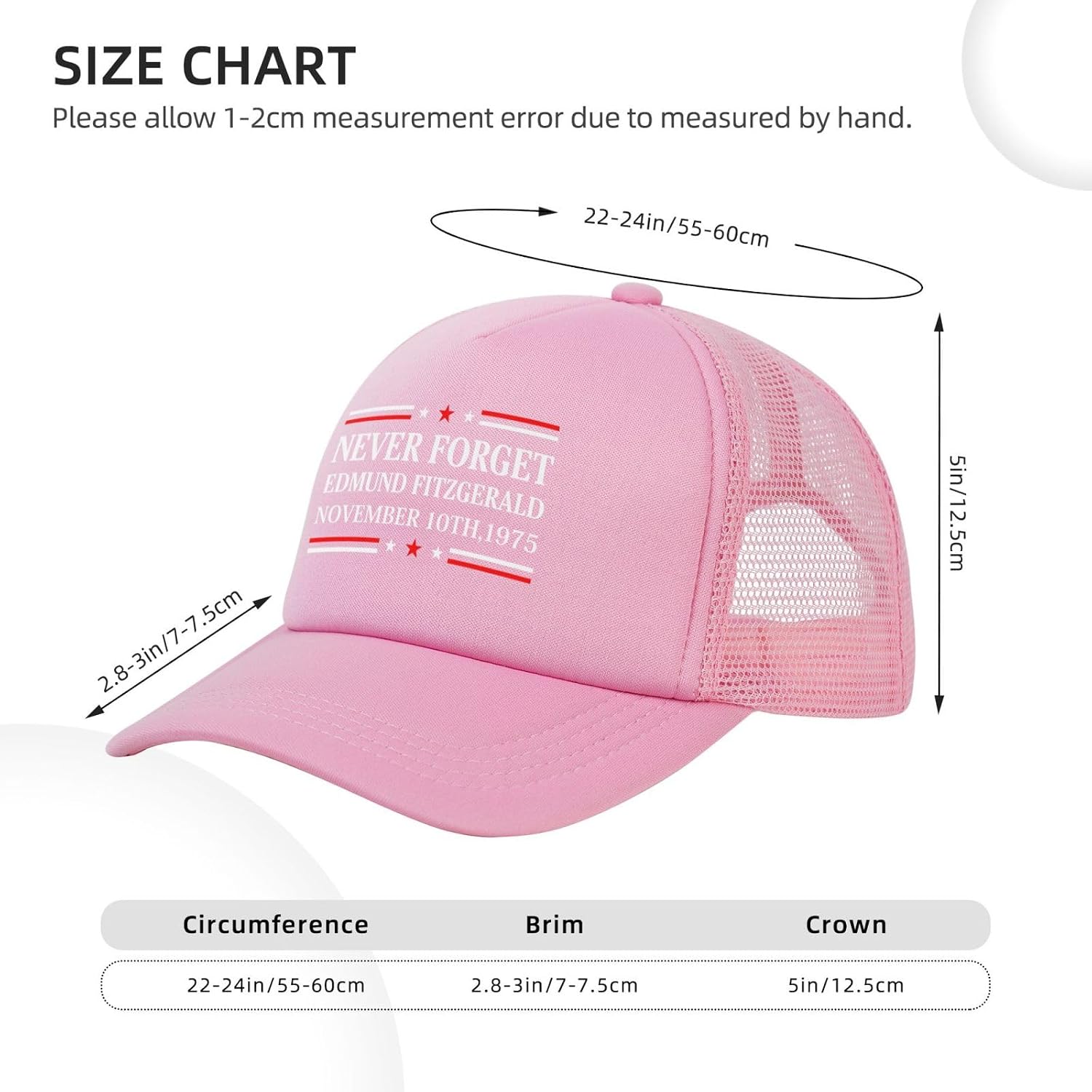Never Forget Edmund Fitzgerald Hat Fashion Mesh Hat Adjustables