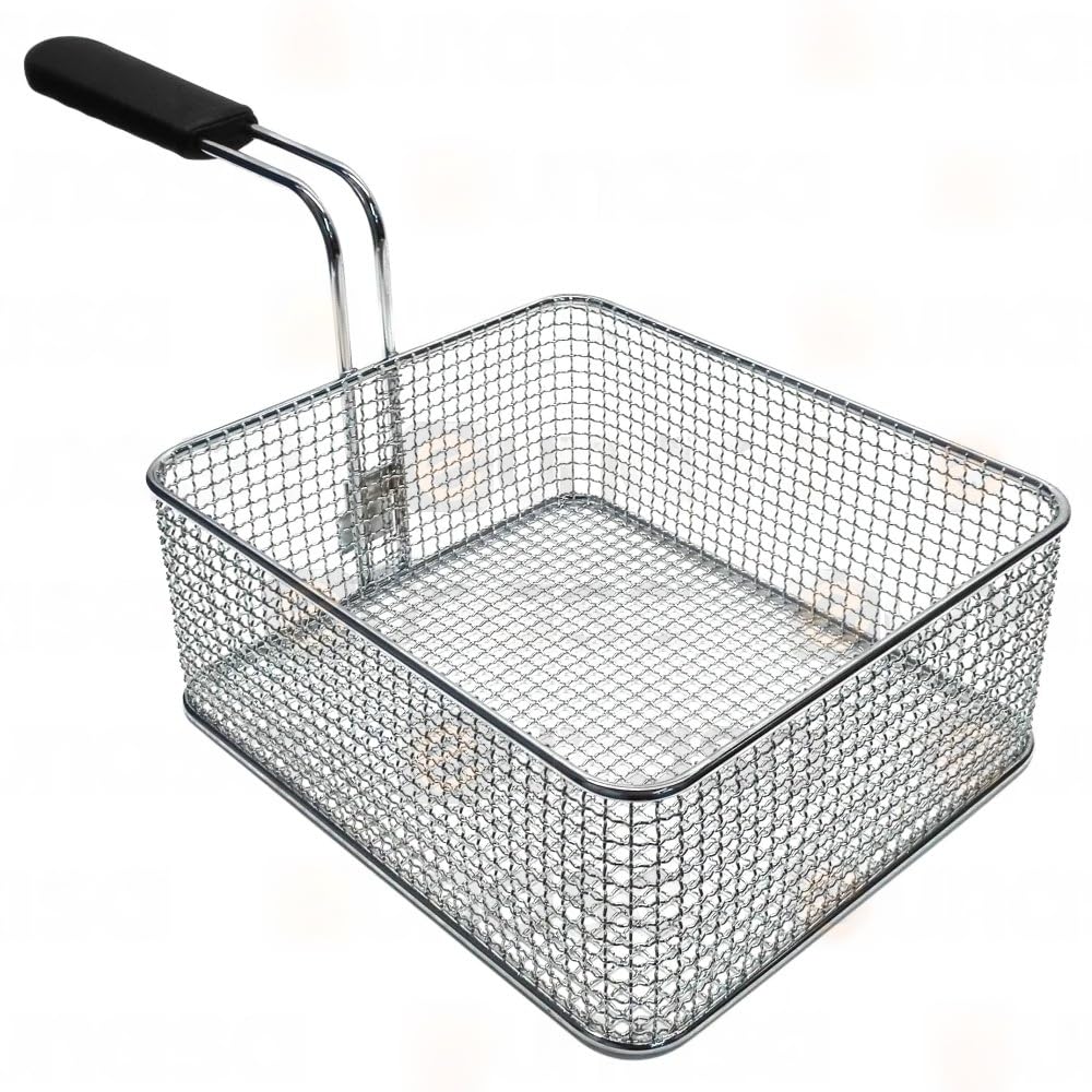 CubetasGastronorm ® Cesta Freidora 220x255x100mm Hierro Cromado Mango Termoaislante Recambio Profesional Compatible Con Fri Fri Roller Grill Cocinas Gas Y Electrica Hosteleria Taller Hogar Diario