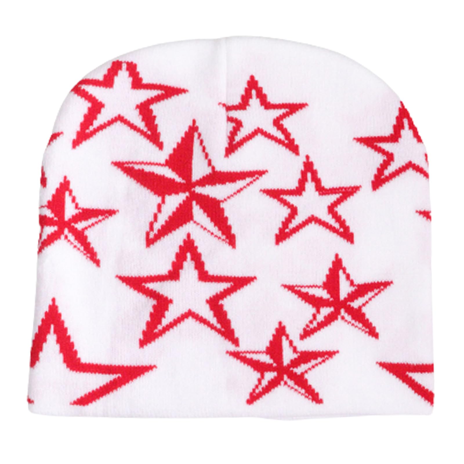 Ldabrye Unisex Kids White Red Y2k Girl Skull Cap Fashion Jacquard Star Hat Female Beanie Soft Pullover Beanie