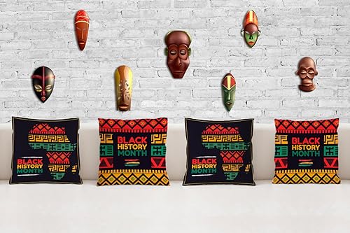 Miniatura 2 de Nepnuser Juego de 4 fundas de almohada del mes de la historia negra de 18 x 18 pulgadas, decoración de celebración afroamericana para cama, sofá,