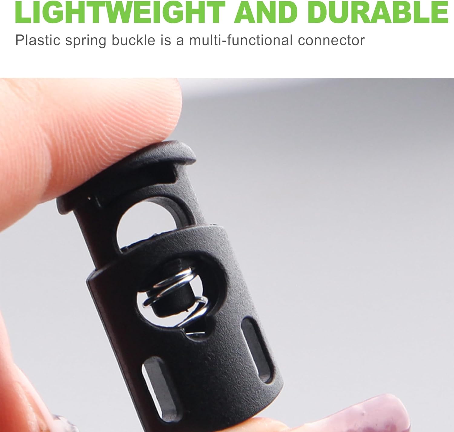 35Pcs Plastic Cord Locks, Black Spring Toggle Stoppers for Drawstrings, Shoelaces, Paracord, Clothing, and Bags, Elastic Cord Adjuster Clips - Image 4