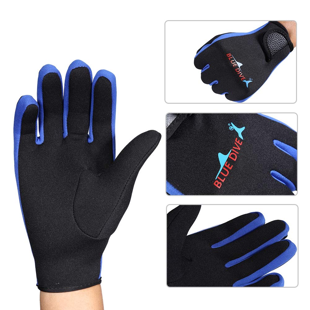 1 Pair da Sub Scuba Diving,Neoprene Snorkeling Kayak da Surf da Sport Acquatici 1,5 mm per Nuoto Kayak (L-Nero con Blu)