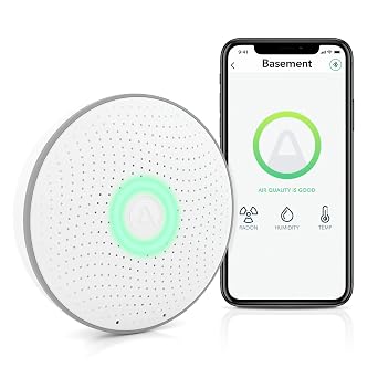 Airthings 2950 Wave Radon - Smart Radon Detector with Humidity & Temperature Sensor Easy-to-Use Accurate No Lab Fees Battery Operated - Free App
