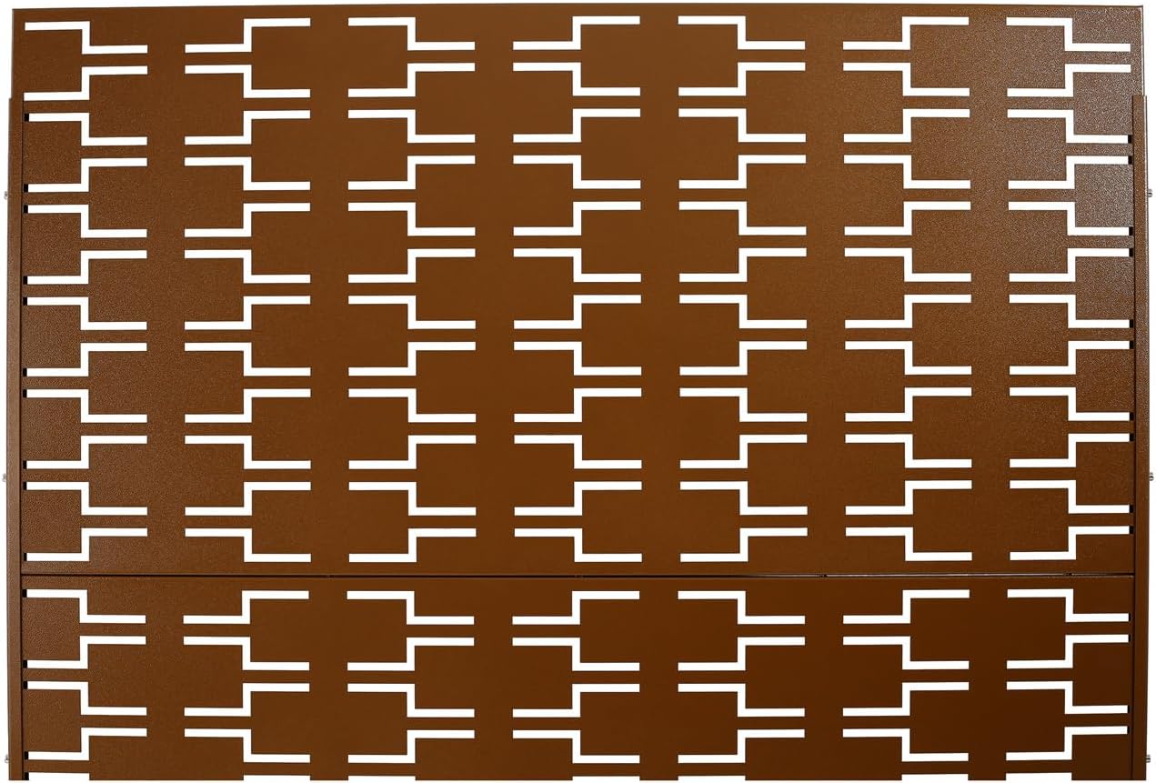 76" H×48" W Metal Privacy Screen, Outdoor & Indoor Privacy Screen, Freestanding Decorative Privacy Screen for Deck Balcony Patio, Privacy Fence Panels for Outside Lawn Garden (Brown-11)