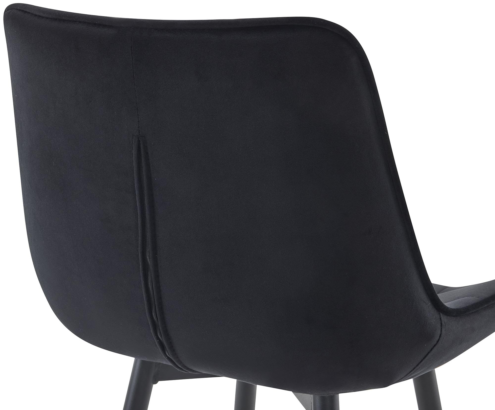 CLP Barhocker Dartford I Gepolsterter Barstuhl I Tresenhocker mit Metall-Gestell und Rückenlehne, Farbe:schwarz, Material:Samt