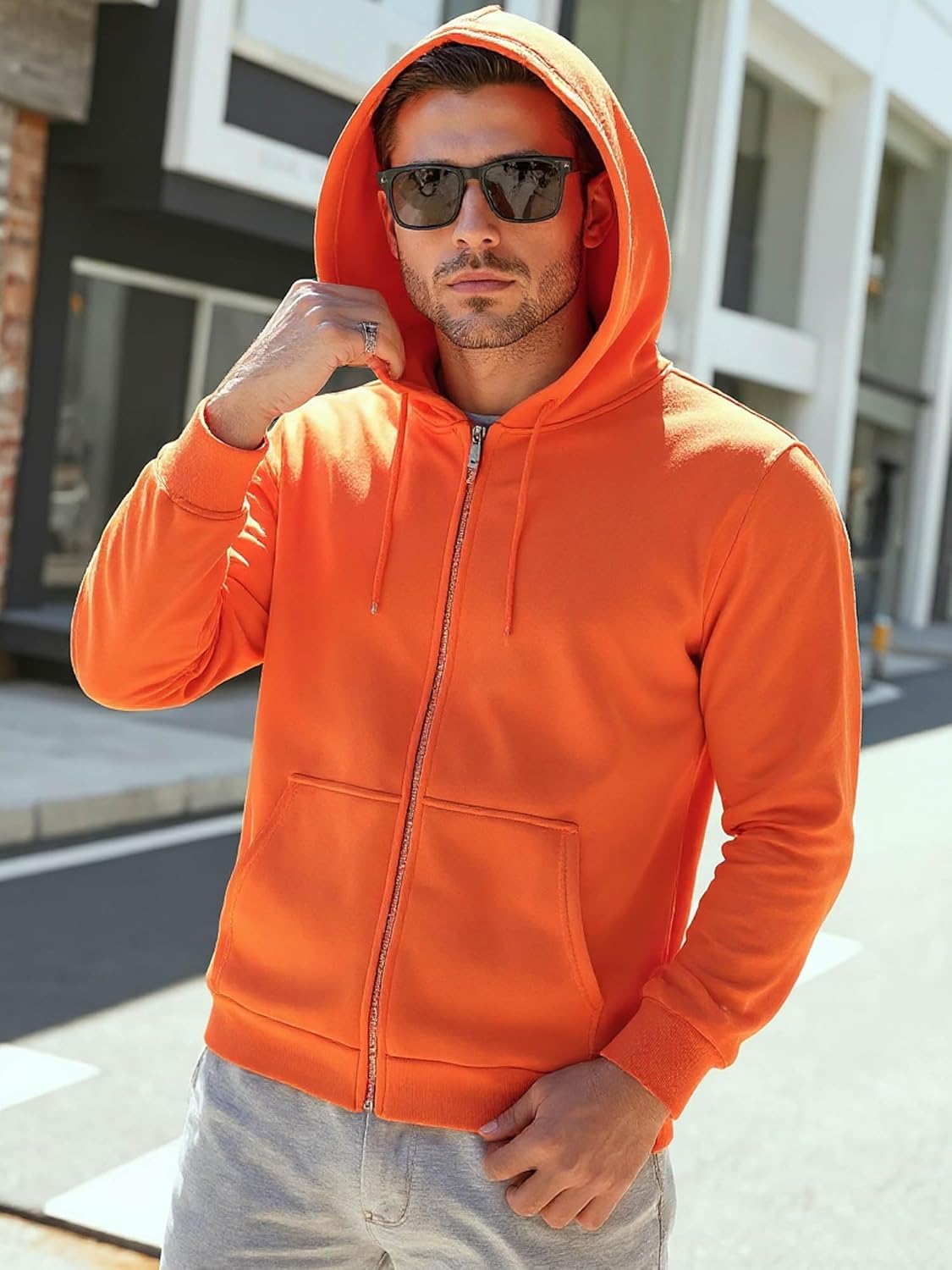 Men's Full Zip Hoodie Fleece Long Sleeve Hooded Sweatshirt Pullover Men Lightweight Athletic Hoodies - Image 3