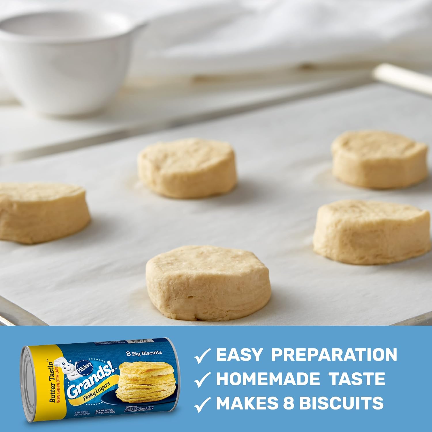 Pillsbury Grands! Flaky Layers Original Biscuits, 8 ct., 16.3 oz.