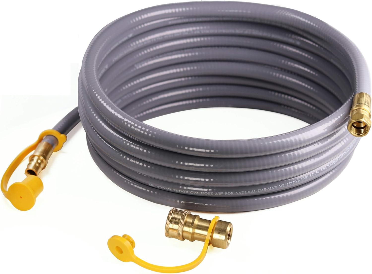 DOZYANT 12 Feet 3/8" ID Natural Gas Hose, Low Pressure LPG Hose with Quick Connect, for Weber, Char-broil, Pizza Oven, Patio Heater and More, 3/8 Female x 3/8 Male Flare Quick Disconnect