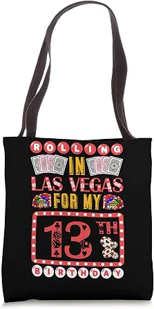 Women's 13th Birthday Tote Bag - "Blowing Out Candles" Graphic, Cotton Shoulder Bag, Reusable Shopping Bag (Black)