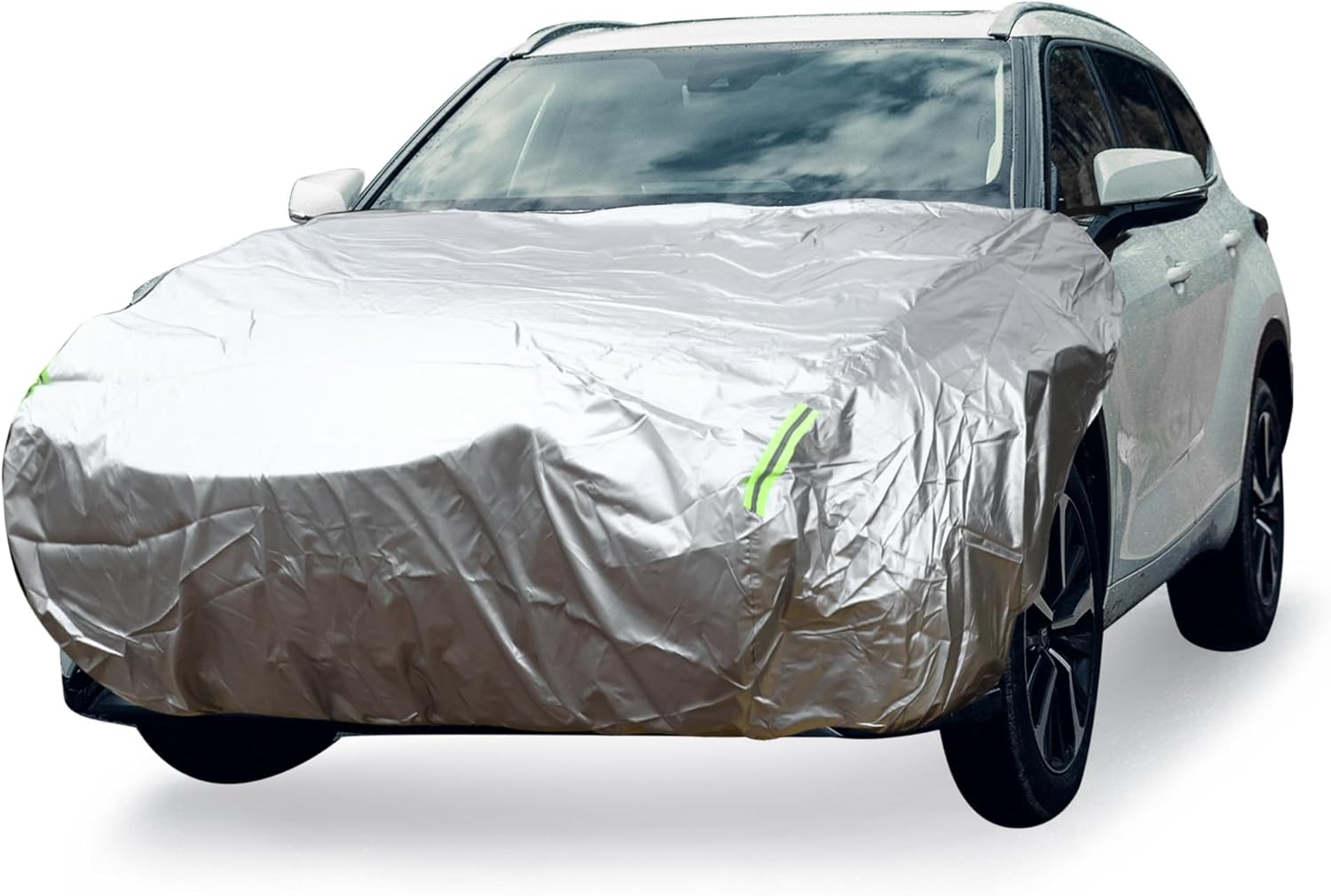 Front Half Car Cover Waterproof 210x110cm Outdoor Half Cover for Car 210D Silver Tone