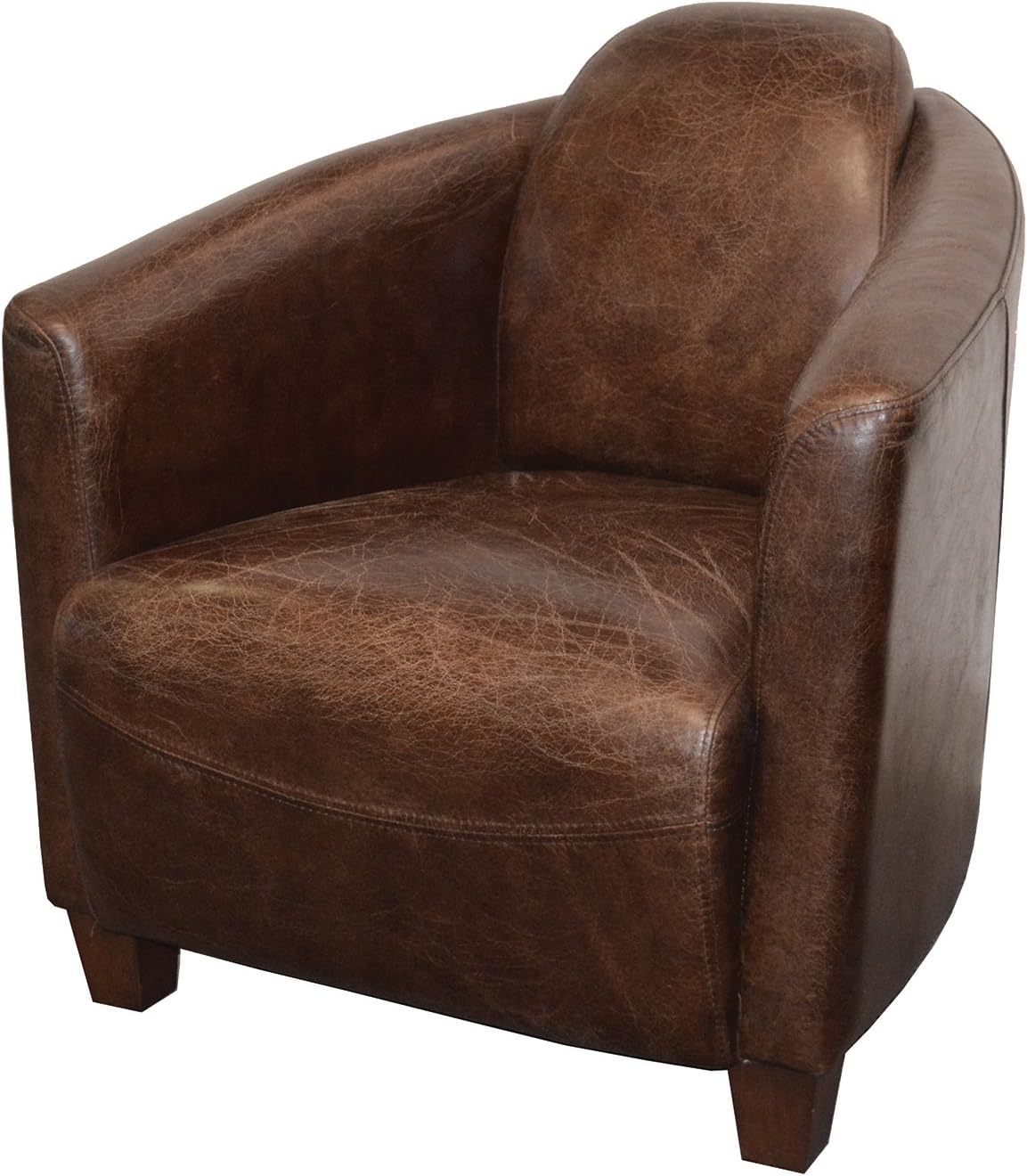 Coja by Sofa4life Palo Top Grain Leather Aviator Armchair, Brown