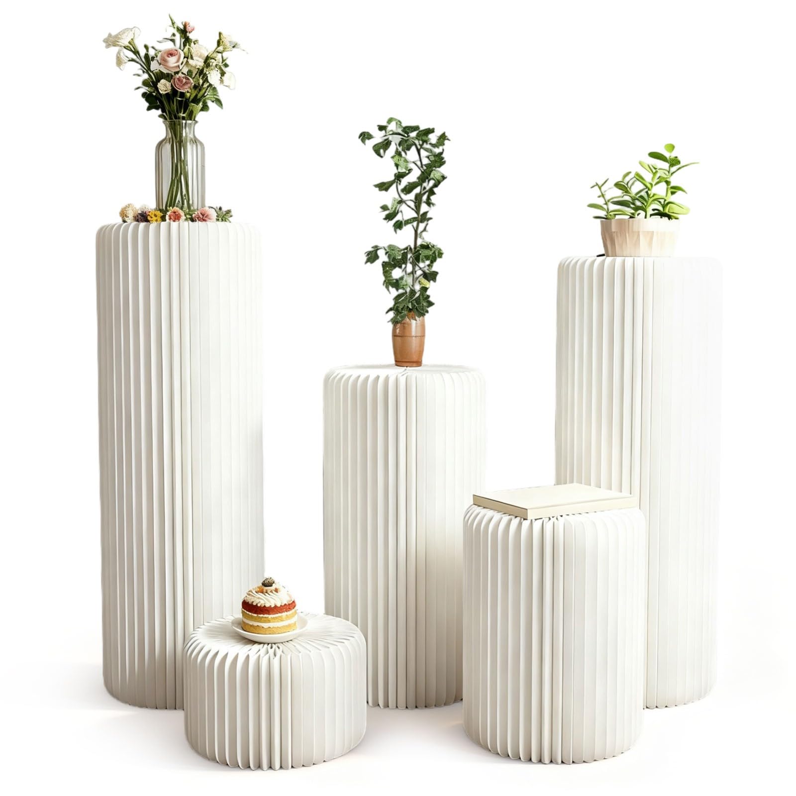 Décoration de réception avec socle cylindrique pliant pour vitrine et fête de mariage