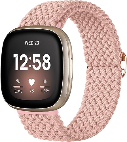 Vista 172 de Maledan Banda elástica trenzada compatible con Fitbit Sense/Versa 3/4 y Sense 2, correa elástica suave para reloj inteligente, accesorio
