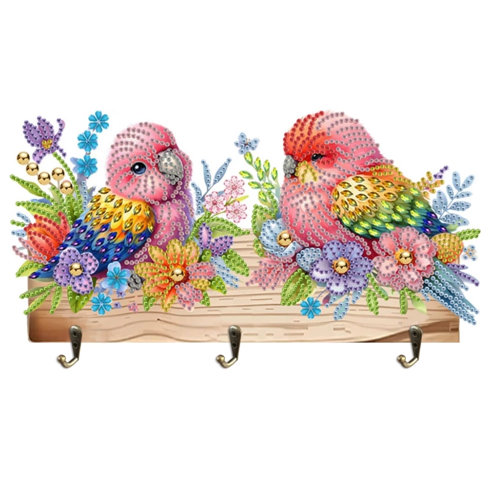 ARTopet DIY Diamond Art Painting Door Hook with 3 Hooks in a Row Wall Adhesive Hooks Diamond Art for Bathroom Shower Kitchen Keys Door Outdoor Home Improvement-Bird01