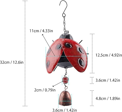 Miniatura 9 de GORGECRAFT Campana de viento con forma de libélula de metal y cristal, campana de viento musical de 14.2 pulgadas, romántica y colorida con forma de