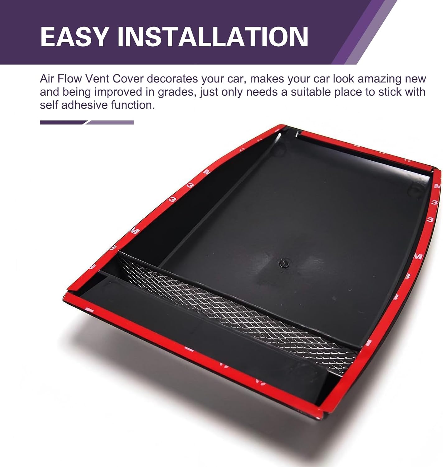 Car Decorative Air Flow Intake Hood Scoop, Self-adhesive Automotive Bonnet False Vent Cover, Universal Automotive Exterior Decorative Accessories, for SUV RV Truck (Black)