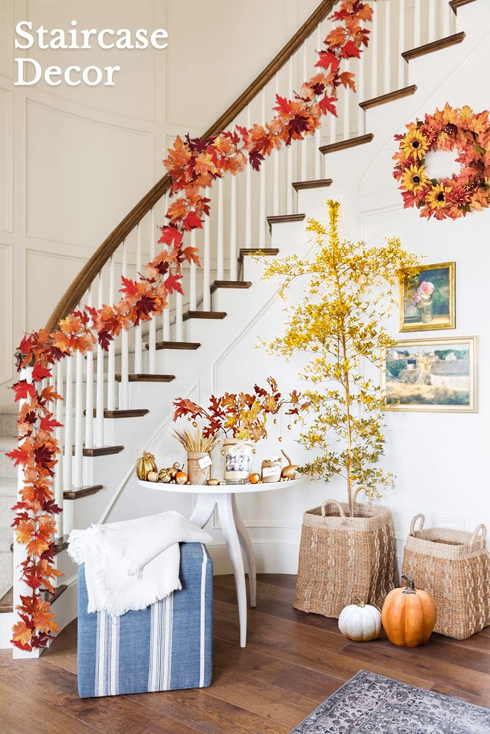 Tiny Land 2 Pack Fall-Garland, Fall-Decor Maple Leaf, 6ft Foliage Mantle Vine Artificial Fall-Decorations for Home, Fireplace, Mantle, Front Door, Thanksgiving Decor (Chic Terracotta)