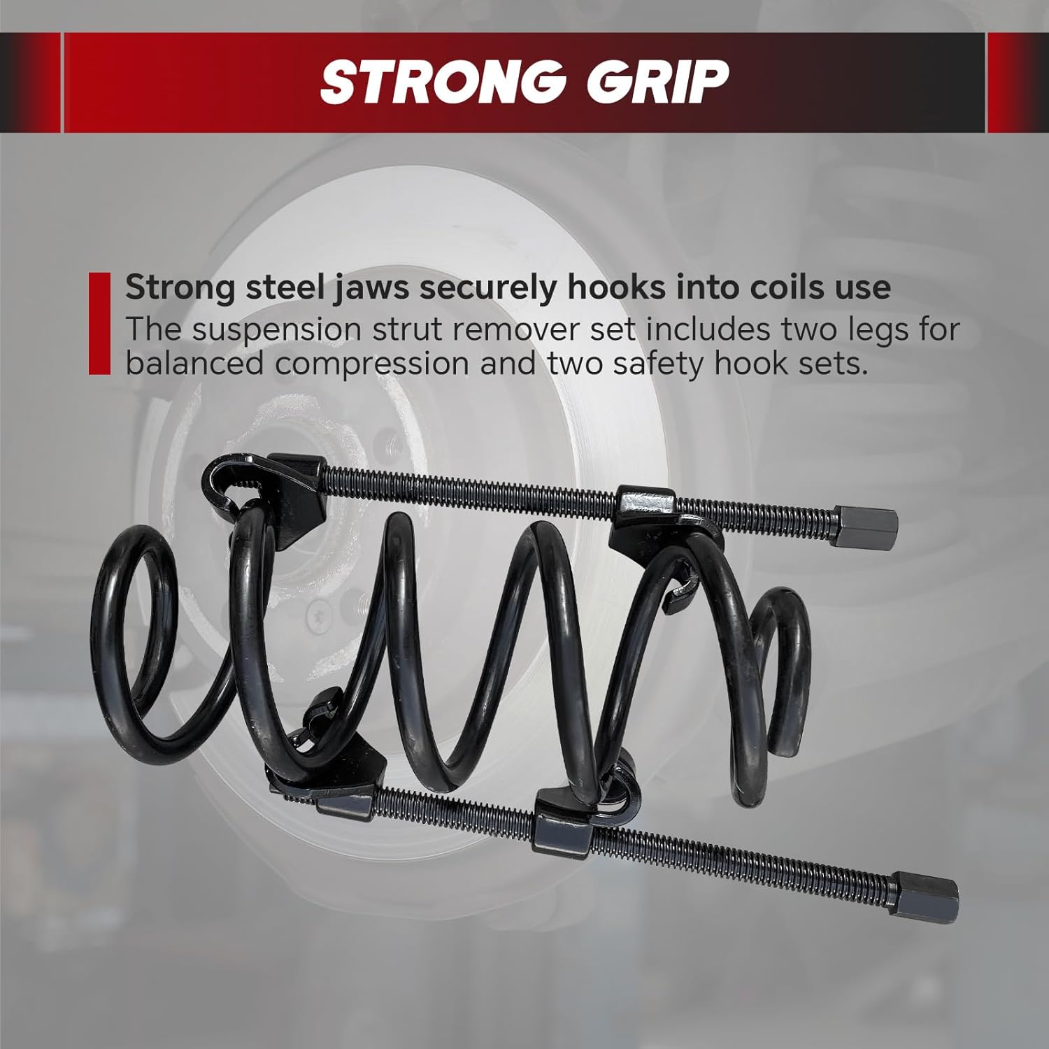 14" Coil Spring Compressor Tool | Heavy Duty Suspension Strut Remover Installer Tool Kit Coil Spring Compressor Automotive Strut Spring Compressor with 2 Steel Jaws