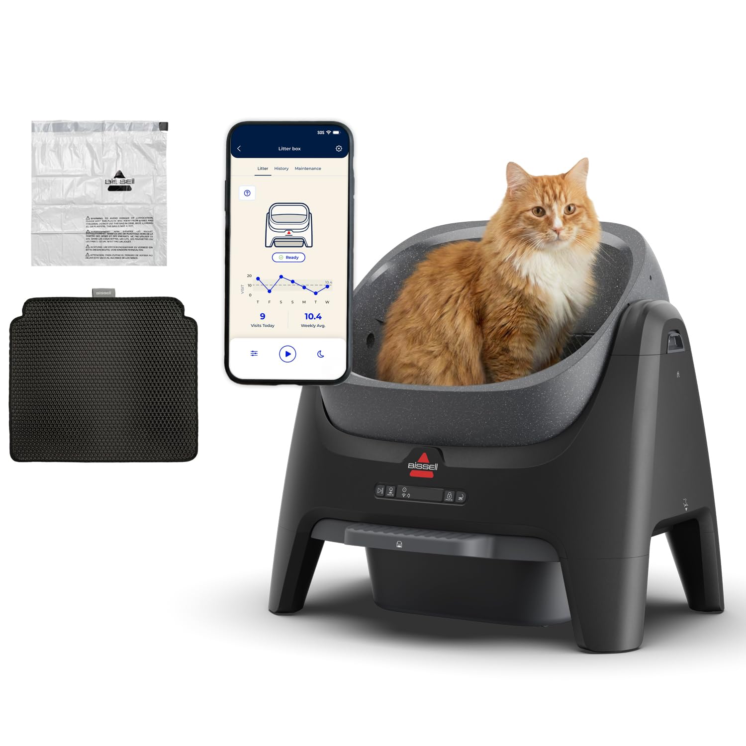 Amazon.com: BISSELL CleanWell Automated Cat Litter Box with OdorVault  Technology, 20-Day XL bin Capacity, App Control & Health Monitoring, 4393 :  Pet Supplies