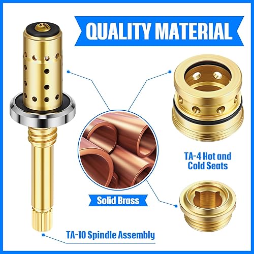 Miniatura 6 de Enhon Kit de reconstrucción de válvula compatible con Symmons Temptrol, husillo TA-10, asientos fríos y calientes TA-4, arandela T-11, fijación de