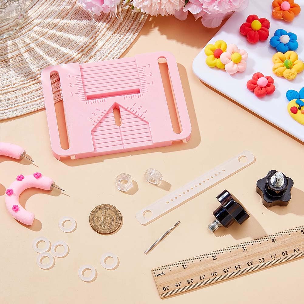 FREEBLOSS Bohranleitung Für Ohrringe Aus Polymer Clay Werkzeuge Für Ohrringe Aus Polymer Clay Inklusive Plattenbohranleitung Rosa