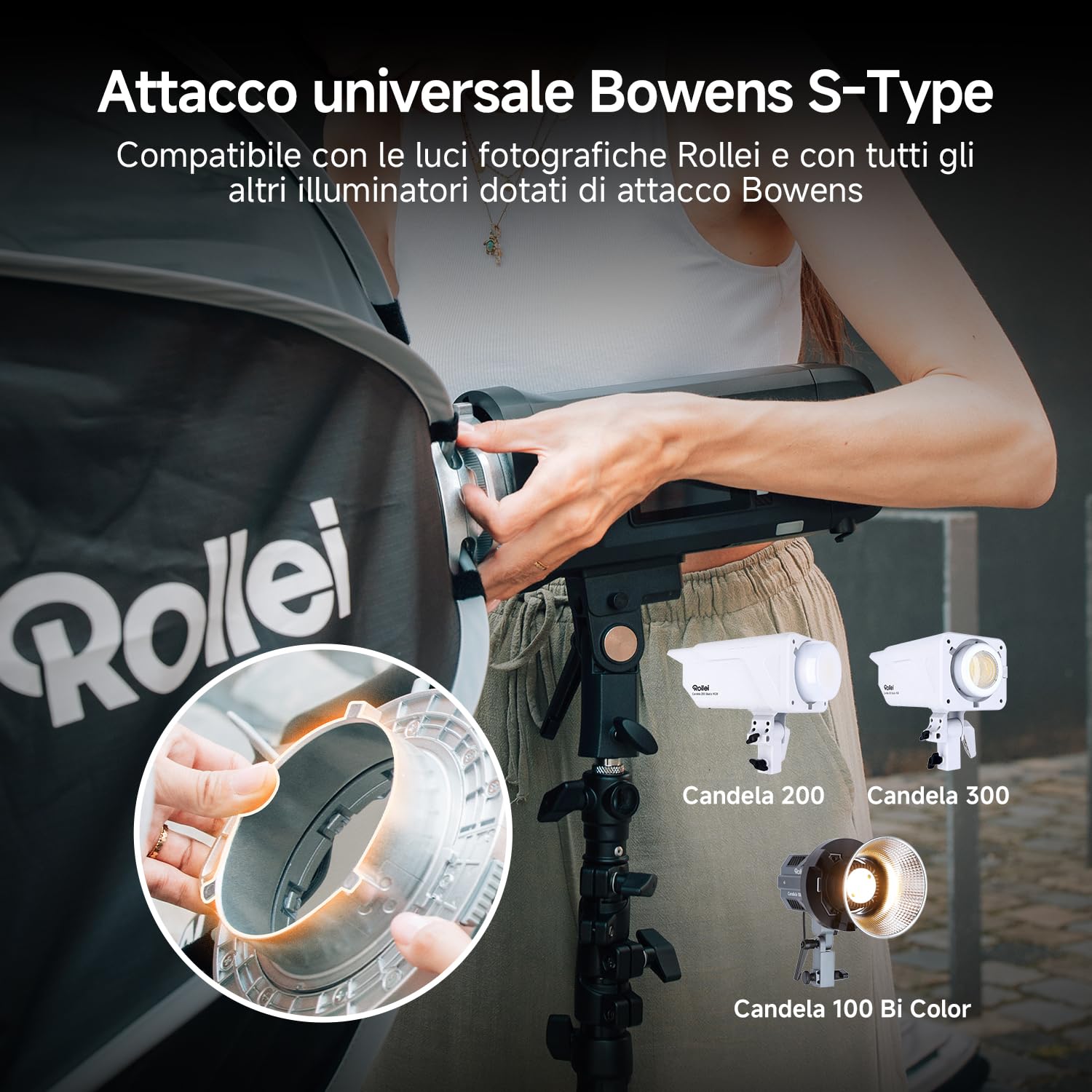 Rollei Quick Fold Octabox Softbox 95cm Diametro con Griglia/Diffusore/Borsa