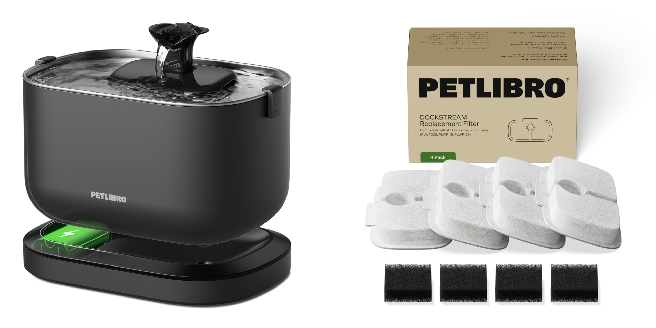 Fontaine à eau pour chat sans fil qui s'encrasse moins et facile à nettoyer