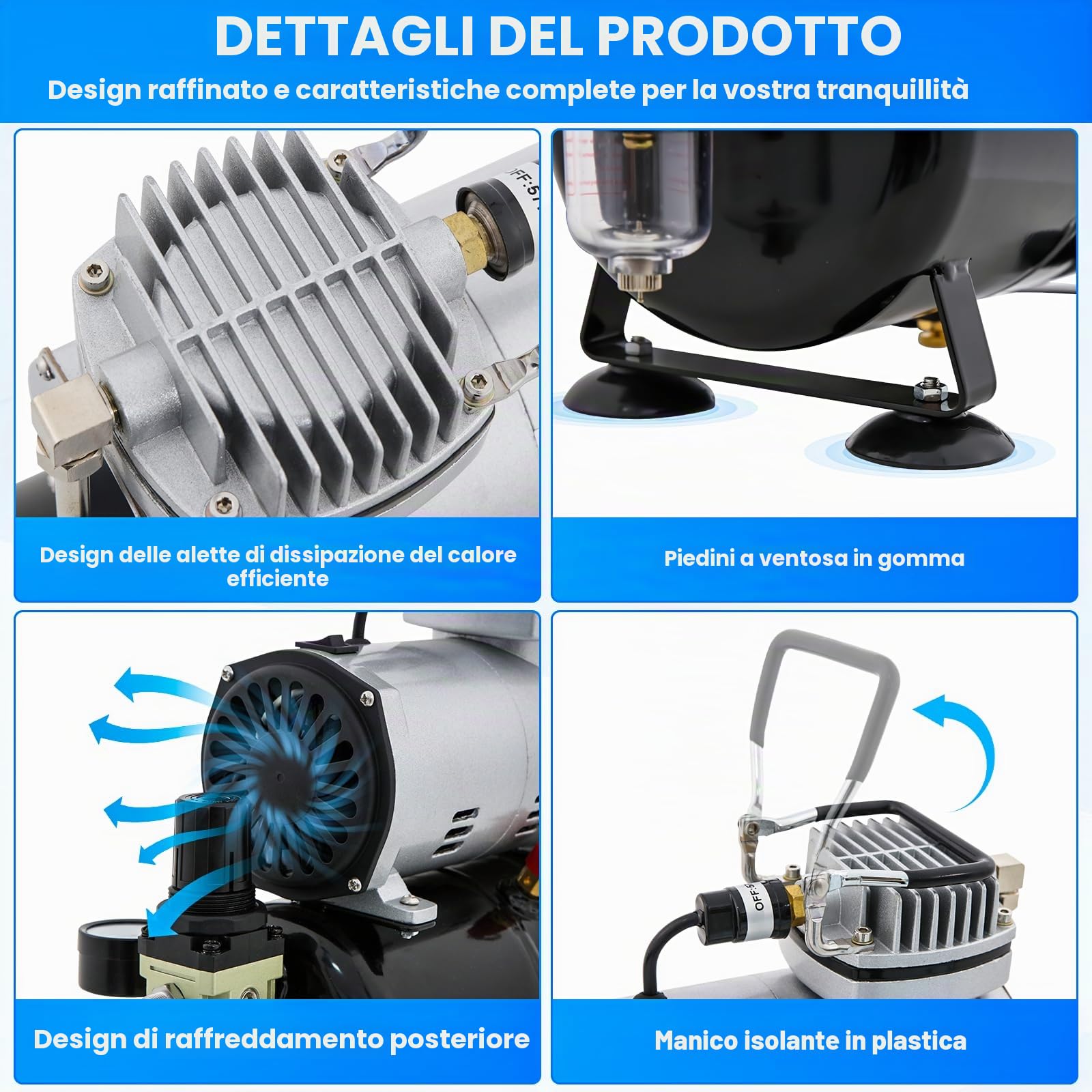 Kit aerografo e compressore Con pistola a doppia azione,pertain nail art, Airbrush colorazione abbigliamento, colorazione cosmetici,Airbrush tatuaggio, tatuaggio