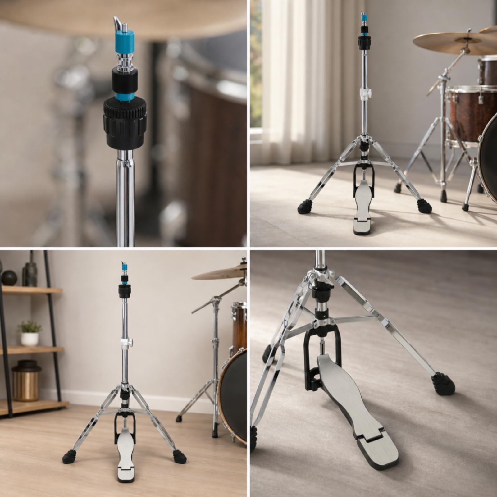 predolo Asta Hiasta per Piatti con Pedale Robusto Asta Piatto a pedaleHat Professionale Stativo per Batteristi, Concerti, Sala Prove, Diametro Tubo 28 Mm