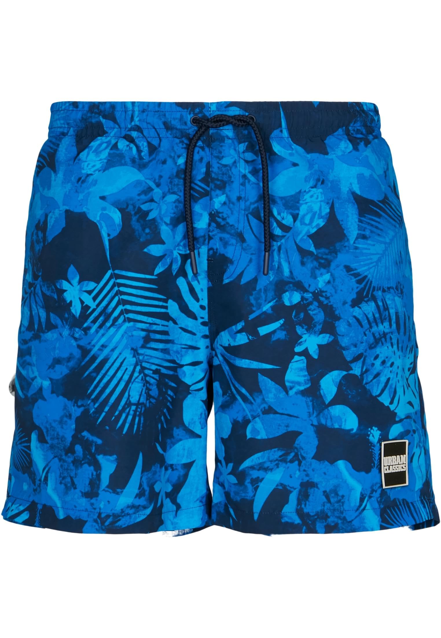Urban Classics Pattern Palm Hombre Bañador Negro/Aceituna