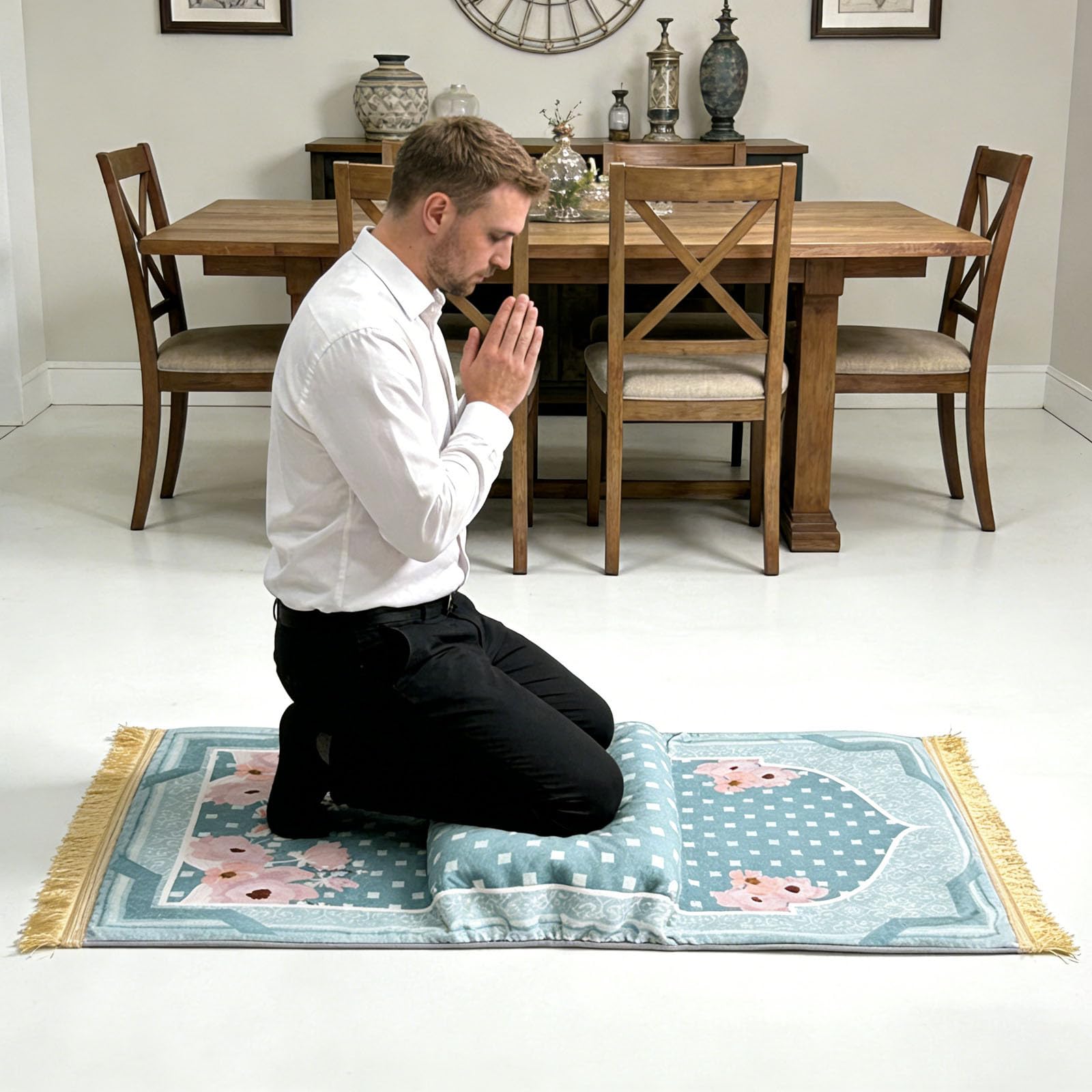 Tapis de prière musulmane rembourré avec pois antidérapants - 70 x 110 cm - En flanelle douce - Pour salah quotidien et méditation (couleur 2)