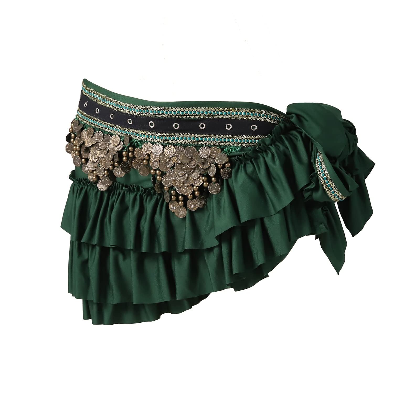 Sciarpa di Danza del Ventre, Cintura con Frange, Monete retrò, Cintura for Danza del Ventre(Dark Red)